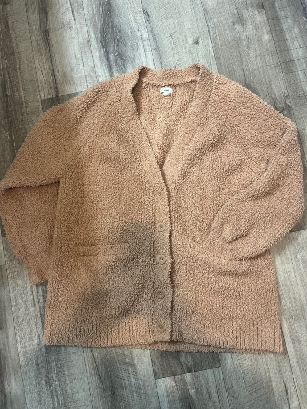 aerie Plush Button-Front Cardigan Sweater - Camel/Tan
